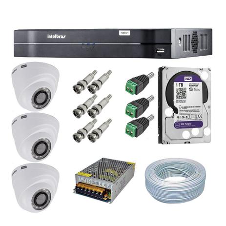 Kit CFTV 3 Câmeras Dome Intelbras 720P VHD 1120D + Dvr Intelbras 1004 + HD WD 1 Tera Purple + Acessorios Menor preço em Kit CFTV 3 Câmeras Dome Intelbras 720P VHD 1120D + Dvr Intelbras 1004 + HD WD 1 Tera Purple + Acessorios