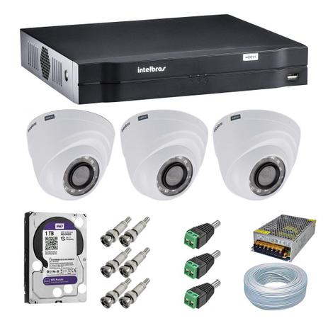 Kit CFTV 3 Câmeras Dome Intelbras 720P VHD 1220D + Dvr Intelbras 1004 + HD WD 1 Tera Purple + Acessórios Menor preço em Kit CFTV 3 Câmeras Dome Intelbras 720P VHD 1220D + Dvr Intelbras 1004 + HD WD 1 Tera Purple + Acessórios