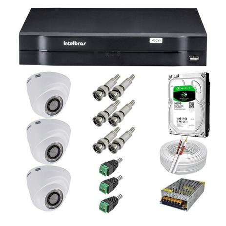 Kit CFTV 3 Câmeras Segurança 720P Intelbras VHD 1010D + Dvr Intelbras MHDX 1004 + HD Seagate 500GB + Acessorios é boa?