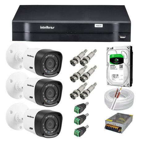 Kit CFTV 3 Câmeras Segurança 720P Intelbras VHD 1120B + Dvr Intelbras MHDX 1004 + HD Seagate 500GB + Acessorios é boa?
