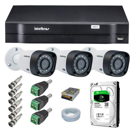 Kit CFTV 3 Câmeras Segurança 720P Intelbras VHD 3120B + Dvr Intelbras MHDX 1004 + HD 500 GB + Acessórios é boa?
