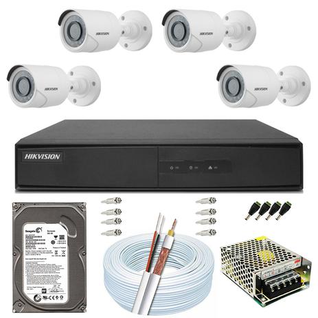 Kit Cftv 4 Câmeras 15m Hd 720p 1mp Dvr Hikvision Ds-7204 4ch Menor preço em Kit Cftv 4 Câmeras 15m Hd 720p 1mp Dvr Hikvision Ds-7204 4ch