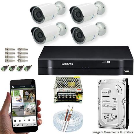 Kit Cftv 4 Câmeras AHD-M 720p Dvr 8 Canais MHDX Intelbras 5 em 1 + HD 500GB Menor preço em Kit Cftv 4 Câmeras AHD-M 720p Dvr 8 Canais MHDX Intelbras 5 em 1 + HD 500GB