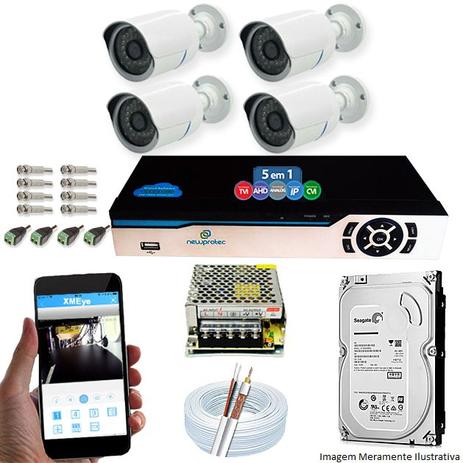 Kit Cftv 4 Câmeras AHD-M 720p Dvr 8 Canais Newprotec 5 em 1 Full HD + HD 500GB - Newprotec e jortan Menor preço em Kit Cftv 4 Câmeras AHD-M 720p Dvr 8 Canais Newprotec 5 em 1 Full HD + HD 500GB - Newprotec e jortan