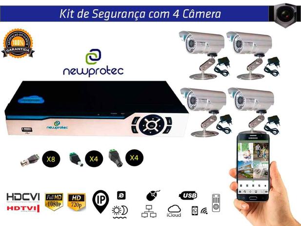 Kit Cftv 4 Câmeras Convencionais com Dvr 4ch 5x1 Full Hd - Newprotec Menor preço em Kit Cftv 4 Câmeras Convencionais com Dvr 4ch 5x1 Full Hd - Newprotec