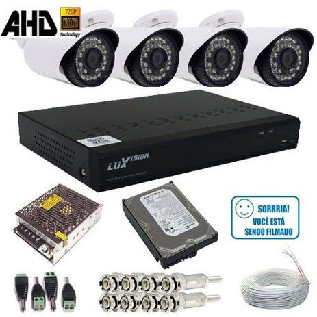 Kit Cftv 4 Câmeras de Segurança Infravermelho AHD 1.3 Mp + DVR Luxvision alta definição Menor preço em Kit Cftv 4 Câmeras de Segurança Infravermelho AHD 1.3 Mp + DVR Luxvision alta definição