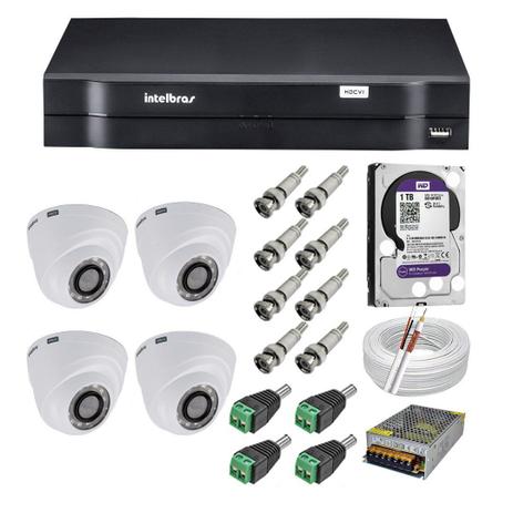 Kit CFTV 4 Câmeras Dome Intelbras 720P VHD 1120D G4 + Dvr Intelbras 1004 + HD WD 1 Tera Purple + Acessórios Menor preço em Kit CFTV 4 Câmeras Dome Intelbras 720P VHD 1120D G4 + Dvr Intelbras 1004 + HD WD 1 Tera Purple + Acessórios