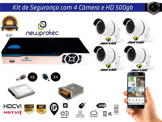 Kit Cftv 4 Câmeras Jortan AHD720P com Dvr 4ch 5x1 Full Hd + Hd500gb e Fonte 5A - Newprotec / jortan é boa?
