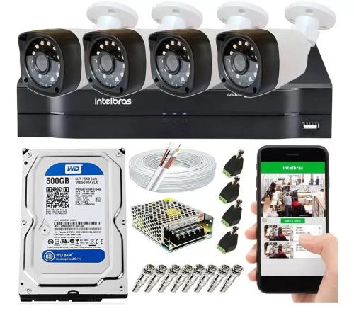 Kit Cftv 4 Câmeras Segurança Hd Dvr Mhdx Intelbras Full hd C/Hd 500Gb Menor preço em Kit Cftv 4 Câmeras Segurança Hd Dvr Mhdx Intelbras Full hd C/Hd 500Gb