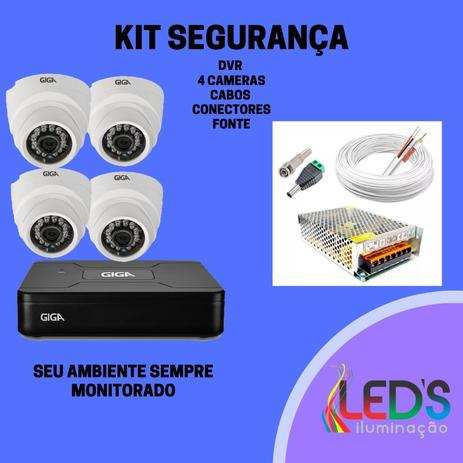 Kit CFTV 4 Câmeras Segurança Infra Hd 720p Dvr 4 Canais Giga Menor preço em Kit CFTV 4 Câmeras Segurança Infra Hd 720p Dvr 4 Canais Giga