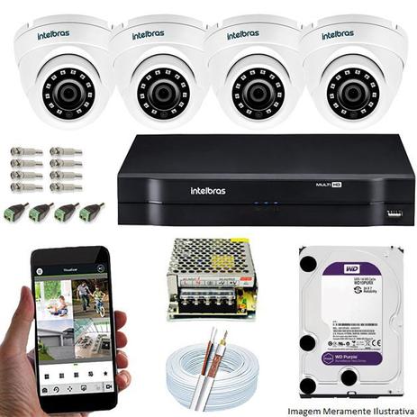 Kit Cftv 4 Câmeras VHD 3120D 720P 2,6mm DVR Intelbras MHDX 1004 + HD 1TB WDP Menor preço em Kit Cftv 4 Câmeras VHD 3120D 720P 2,6mm DVR Intelbras MHDX 1004 + HD 1TB WDP