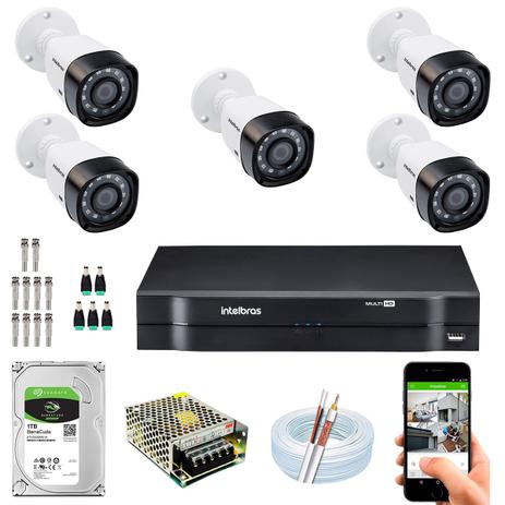 Kit Cftv 5 Câmeras Multi Hd 720p Dvr 8 Canais Intelbras 1008 Menor preço em Kit Cftv 5 Câmeras Multi Hd 720p Dvr 8 Canais Intelbras 1008