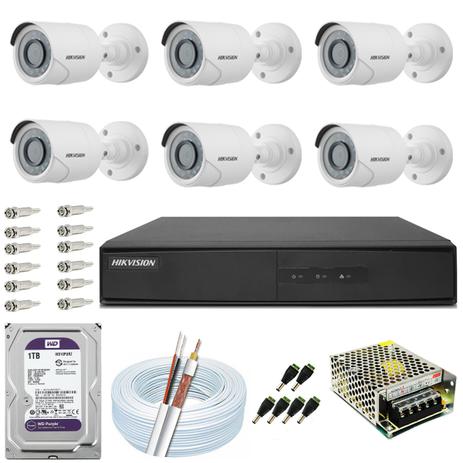 Kit Cftv 6 Câmeras 15m 720p 1mp Hikvision Ds-7208 8ch Purple Menor preço em Kit Cftv 6 Câmeras 15m 720p 1mp Hikvision Ds-7208 8ch Purple