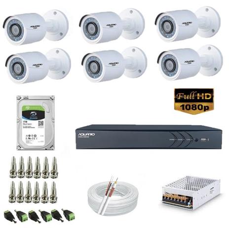 Kit Cftv 6 Câmeras 3,6mm Aquario Full Hd Dvr 1008 - Aquário Menor preço em Kit Cftv 6 Câmeras 3,6mm Aquario Full Hd Dvr 1008 - Aquário