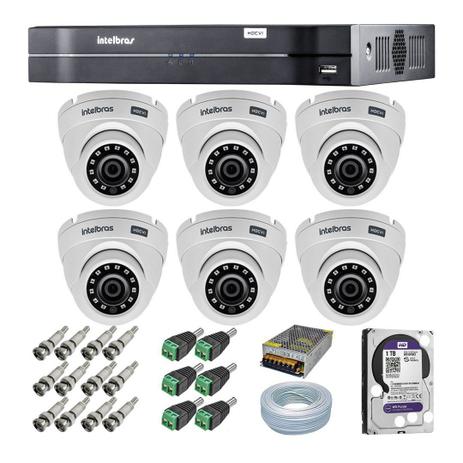 Kit CFTV 6 Câmeras Dome Intelbras 720P VHD 1120D + Dvr Intelbras 1008 + HD WD 1 Tera Purple + Acessórios Menor preço em Kit CFTV 6 Câmeras Dome Intelbras 720P VHD 1120D + Dvr Intelbras 1008 + HD WD 1 Tera Purple + Acessórios