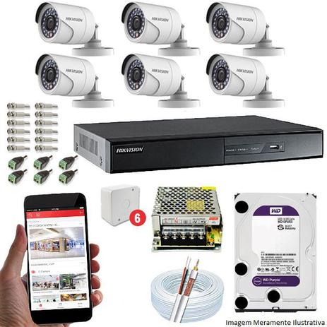 Kit CFTV 6 Câmeras Hikvision DVR 8 canais DS-7208 HD 1TB WD Menor preço em Kit CFTV 6 Câmeras Hikvision DVR 8 canais DS-7208 HD 1TB WD