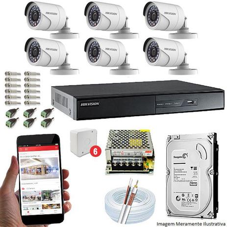 Kit CFTV 6 Câmeras Hikvision DVR 8 canais DS-7208 HD 320GB Menor preço em Kit CFTV 6 Câmeras Hikvision DVR 8 canais DS-7208 HD 320GB