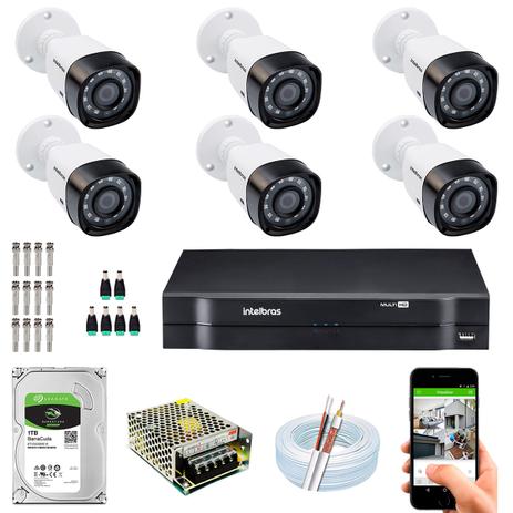 Kit Cftv 6 Câmeras Multi Hd 720p Dvr 8 Canais Intelbras 1008 Menor preço em Kit Cftv 6 Câmeras Multi Hd 720p Dvr 8 Canais Intelbras 1008