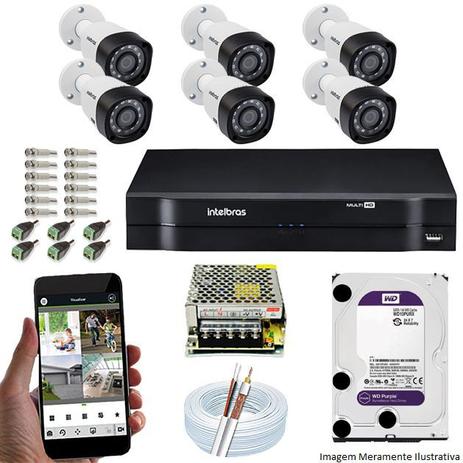 Kit Cftv 6 Câmeras VHD 1010B Bullet 720p Dvr 8 Canais Intelbras MHDX + HD WDP 1TB Menor preço em Kit Cftv 6 Câmeras VHD 1010B Bullet 720p Dvr 8 Canais Intelbras MHDX + HD WDP 1TB