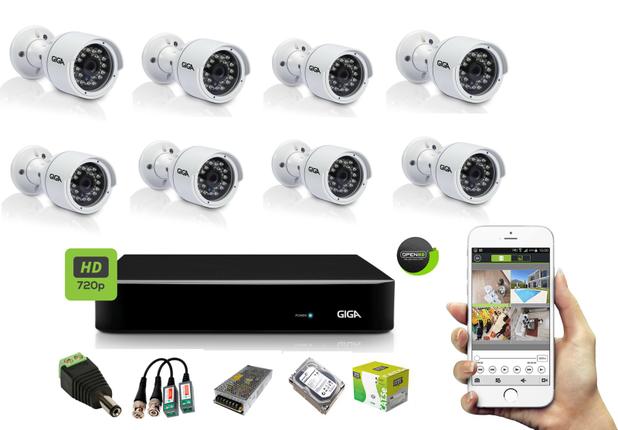 Kit Cftv 8 Câmeras de Segurança Bullet HD 720p Giga CS0016 30m + DVR Giga Multi HD +Hd 1 tera Menor preço em Kit Cftv 8 Câmeras de Segurança Bullet HD 720p Giga CS0016 30m + DVR Giga Multi HD +Hd 1 tera