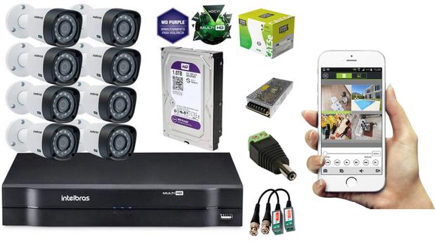 kit Cftv 8 Cãmeras Intelbrás Hdcvi 10mt vhd1010b+hd 1tera+Dvr tribido Intelbrás Mult HD Mhdx 8 ch Menor preço em kit Cftv 8 Cãmeras Intelbrás Hdcvi 10mt vhd1010b+hd 1tera+Dvr tribido Intelbrás Mult HD Mhdx 8 ch