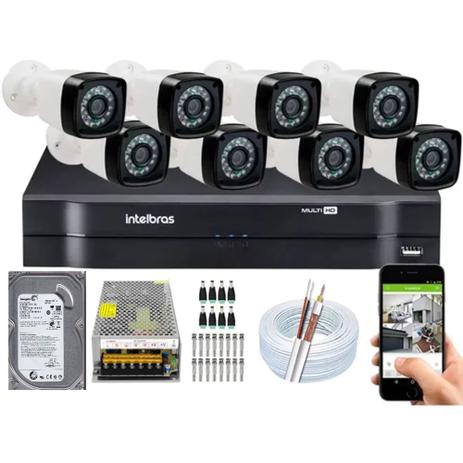 Kit Cftv 8 Cameras Segurança Hd Dvr Mhdx Intelbras C/ HD Menor preço em Kit Cftv 8 Cameras Segurança Hd Dvr Mhdx Intelbras C/ HD