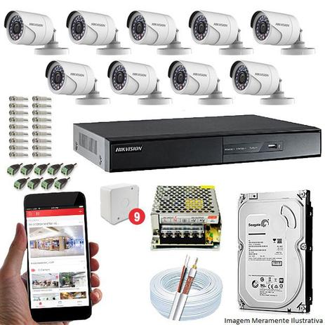 Kit CFTV 9 Câmeras Hikvision DVR 16 canais DS-7216 HD 1TB Menor preço em Kit CFTV 9 Câmeras Hikvision DVR 16 canais DS-7216 HD 1TB