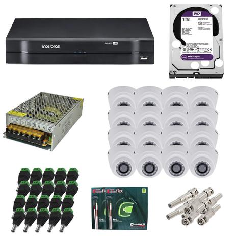 Kit CFTV com 16 Câmeras Dome e Gravador Digital Intelbras Menor preço em Kit CFTV com 16 Câmeras Dome e Gravador Digital Intelbras