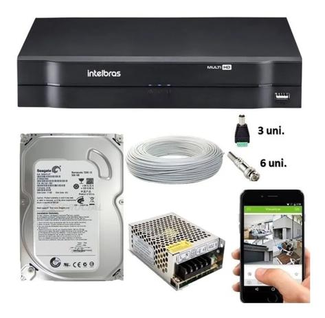 Kit Cftv Dvr Intelbras Mhdx Cabo E Conectores c/Hd Menor preço em Kit Cftv Dvr Intelbras Mhdx Cabo E Conectores c/Hd