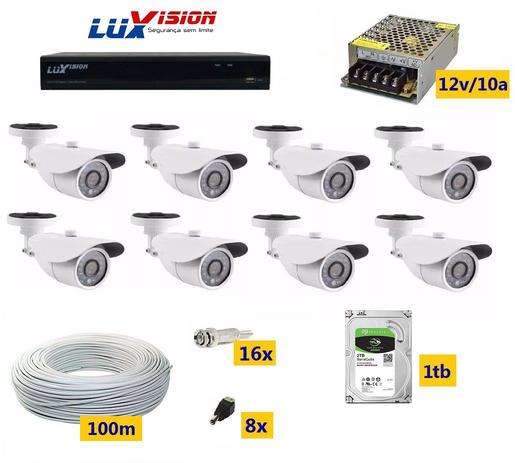 Kit Cftv Dvr Luxvision 8 Cameras Infra Ahd 1.3mp Hd + Audio - Dvr luxvision - cameras importadas Menor preço em Kit Cftv Dvr Luxvision 8 Cameras Infra Ahd 1.3mp Hd + Audio - Dvr luxvision - cameras importadas