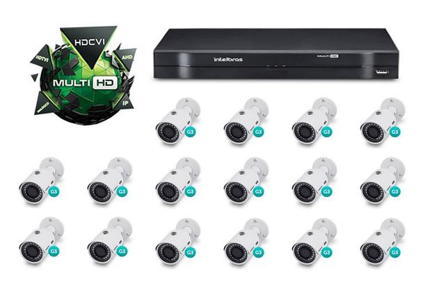 Kit CFTV DVR Stand Alone com 16 Câmeras Multi HD Intelbras Menor preço em Kit CFTV DVR Stand Alone com 16 Câmeras Multi HD Intelbras