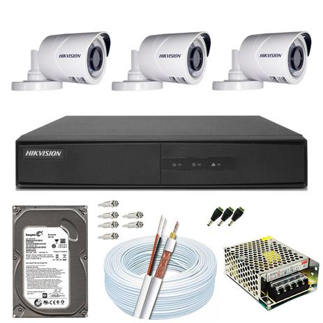 Kit CFTV Hikvision 03 Câmeras DS-2CE1AD0T DS-7204 500GB Menor preço em Kit CFTV Hikvision 03 Câmeras DS-2CE1AD0T DS-7204 500GB