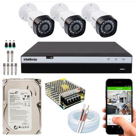 Kit CFTV Intelbras 03 Câmeras VHD 1010 B G4 MHDX 3104 500GB Menor preço em Kit CFTV Intelbras 03 Câmeras VHD 1010 B G4 MHDX 3104 500GB