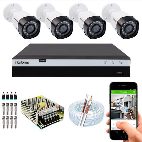 Kit CFTV Intelbras 04 Câmeras VHD 1010 B G4 MHDX 3104 S/ HD Menor preço em Kit CFTV Intelbras 04 Câmeras VHD 1010 B G4 MHDX 3104 S/ HD