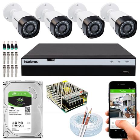 Kit CFTV Intelbras 04 Câmeras VHD 1220 B G4 MHDX 3104 1TB Menor preço em Kit CFTV Intelbras 04 Câmeras VHD 1220 B G4 MHDX 3104 1TB