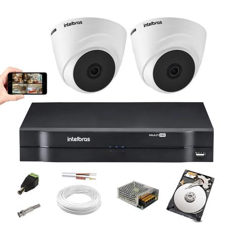 Kit Cftv Intelbras 2 Câm Vhd 1010 Dome Dvr Mhdx 1104 App Cel Menor preço em Kit Cftv Intelbras 2 Câm Vhd 1010 Dome Dvr Mhdx 1104 App Cel