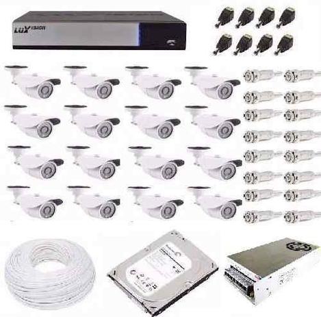 Kit Cftv Luxvision 16 Cameras Infra Ahd 1.3mp Hd + Audio Menor preço em Kit Cftv Luxvision 16 Cameras Infra Ahd 1.3mp Hd + Audio