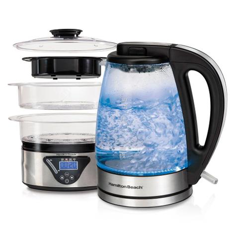 Kit Chaleira Elétrica 1,7 L 40865 + Panela a Vapor Digital 37530 Hamilton Beach 127V Menor preço em Kit Chaleira Elétrica 1,7 L 40865 + Panela a Vapor Digital 37530 Hamilton Beach 127V