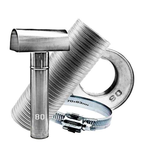 Kit Chaminé para aquecedor a gás 80 MM X 2,0 MTS Aluminio - DISTAK Menor preço em Kit Chaminé para aquecedor a gás 80 MM X 2,0 MTS Aluminio - DISTAK