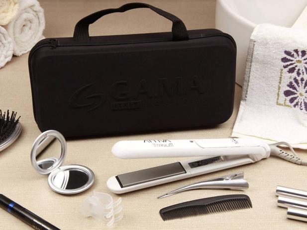 Kit Chapinha/Prancha de Cabelo Cerâmica 220C - c/Íons Alisa Seco Gama Italy Attiva Titanium