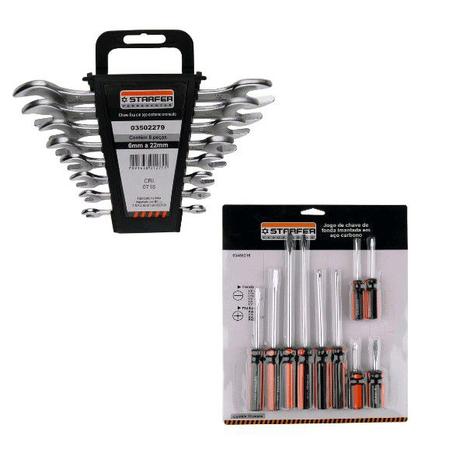 Kit Chave Combinada 12pcs +chave Fenda Philips 10pcs Starfer Menor preço em Kit Chave Combinada 12pcs +chave Fenda Philips 10pcs Starfer