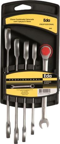 Kit Chaves Combinadas Catracada Profissional 5 Pcs 8 A 14mm 9NX EDA Menor preço em Kit Chaves Combinadas Catracada Profissional 5 Pcs 8 A 14mm 9NX EDA
