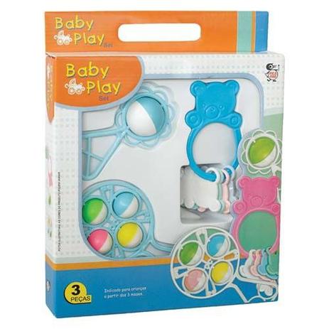 Kit Chocalhos Baby Play Set 3 Chocalhos Azul - 112816A - Pica pau Menor preço em Kit Chocalhos Baby Play Set 3 Chocalhos Azul - 112816A - Pica pau