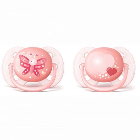 Kit Chupetas 2 Peças Philips Avent Ultra Soft 0 à 6 Meses N.1 Flexível Borboleta e Corações Salmão com Estojo Menor preço em Kit Chupetas 2 Peças Philips Avent Ultra Soft 0 à 6 Meses N.1 Flexível Borboleta e Corações Salmão com Estojo