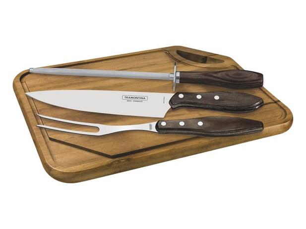 Kit churrasco 4 pcs polywood castanho sortidos com laminas de aco inox e cabos de madeira tramontina Menor preço em Kit churrasco 4 pcs polywood castanho sortidos com laminas de aco inox e cabos de madeira tramontina