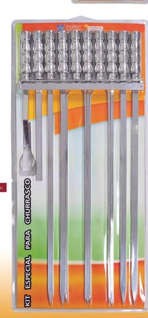 Kit Churrasco com 11 peças Espetos 70+15 Cm Cabo Revestido - Metal adm Menor preço em Kit Churrasco com 11 peças Espetos 70+15 Cm Cabo Revestido - Metal adm