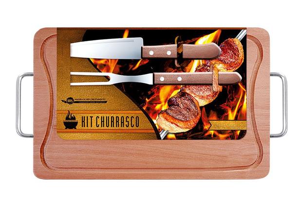 Kit Churrasco Com Tábua Garfo e Faca 39x25 cm - Dfs-st Menor preço em Kit Churrasco Com Tábua Garfo e Faca 39x25 cm - Dfs-st