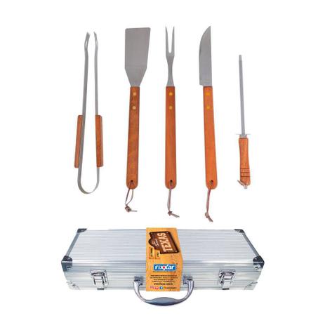 Kit Churrasco Texas 6 peças Inox Maleta Alumínio - Fixxar Menor preço em Kit Churrasco Texas 6 peças Inox Maleta Alumínio - Fixxar