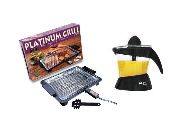 Kit Churrasqueira Elétrica Anurb Platinum Grill Plus Preto + Espremedor de Frutas Pratic 750ml 110V - Lenoxx Menor preço em Kit Churrasqueira Elétrica Anurb Platinum Grill Plus Preto + Espremedor de Frutas Pratic 750ml 110V - Lenoxx