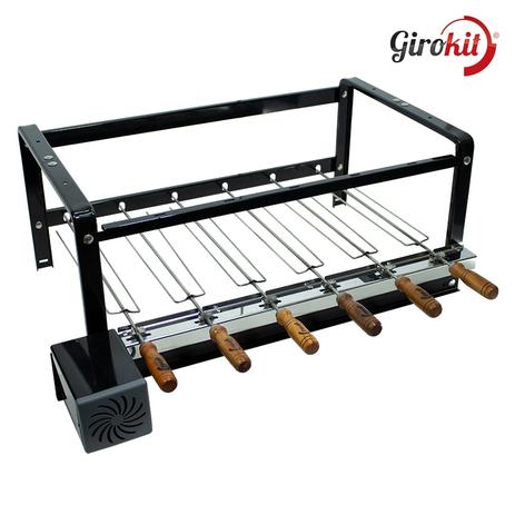 Kit Churrasqueira Giratória Elétrica Bivolt 6 Espetos Girokit Menor preço em Kit Churrasqueira Giratória Elétrica Bivolt 6 Espetos Girokit